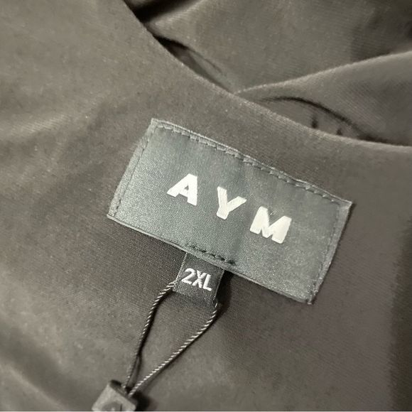 AYM Paxton Dress with Long Sleeves Black Bodycon Midi Dress Size 2XL NEW - Picture 4 of 11